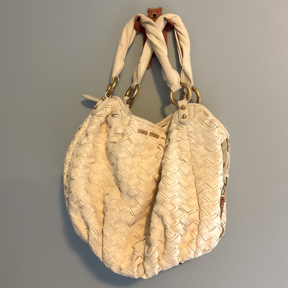 Miu Miu Leather Woven Bag